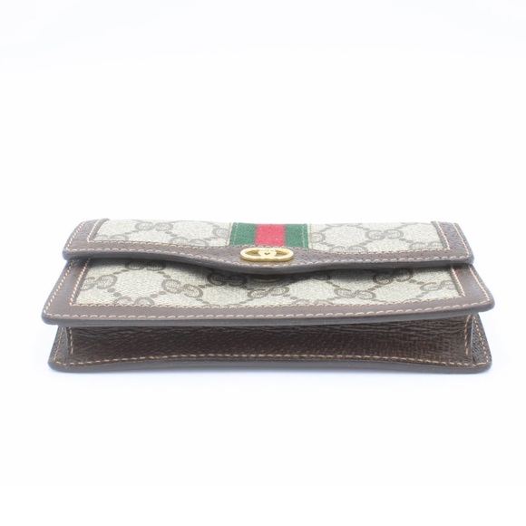 Vintage Authentic Gucci GG Supreme Monogram Brown Canvas And Leather Snap Wallet - Picture 5 of 9